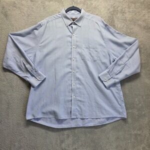 Johnston & Murphy Shirt Mens 2XL Blue Button Down Long Sleeve Graph Check